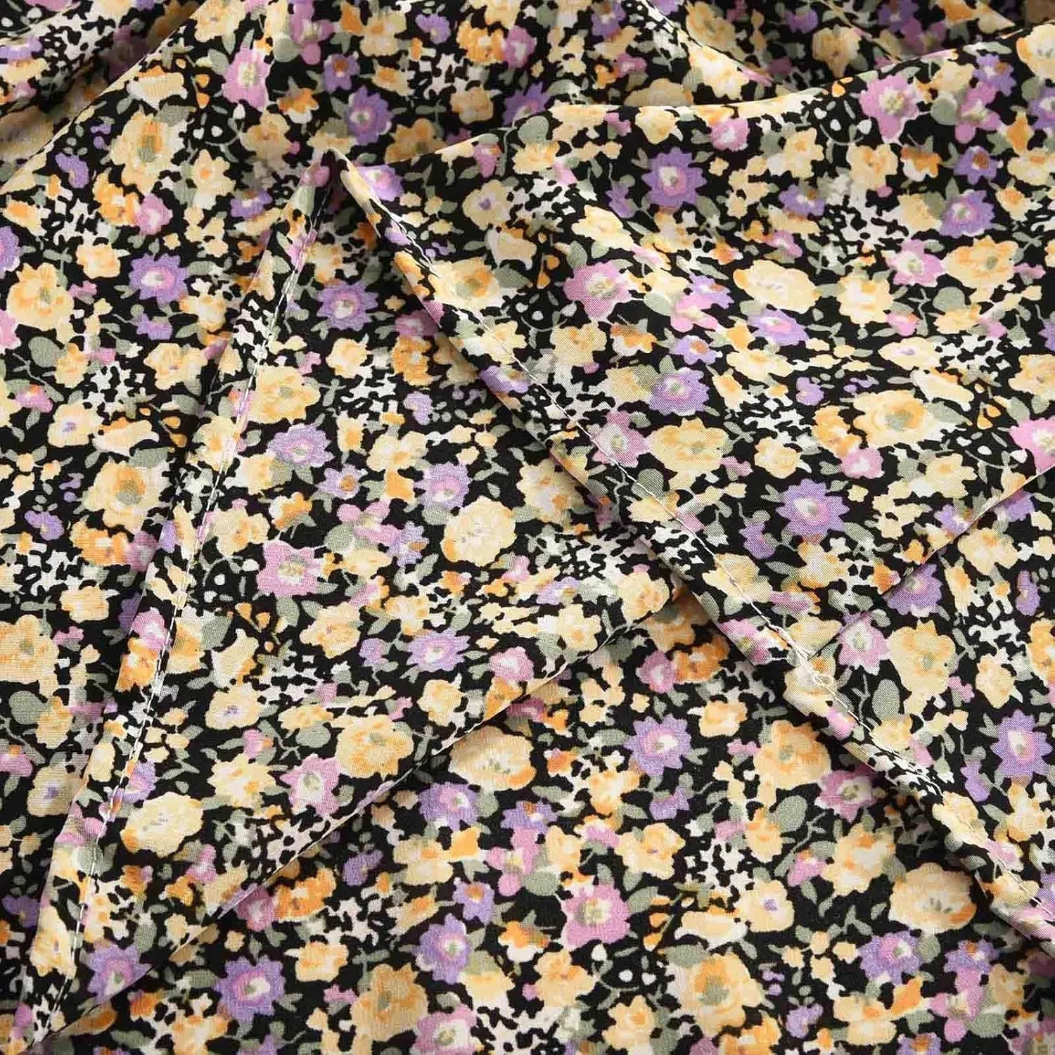 Women's Boho Floral Print Maxi Skirt Flowy Summer Casual A-Line Skirts Elastic High Waist Pleated Long Skirt Pockets