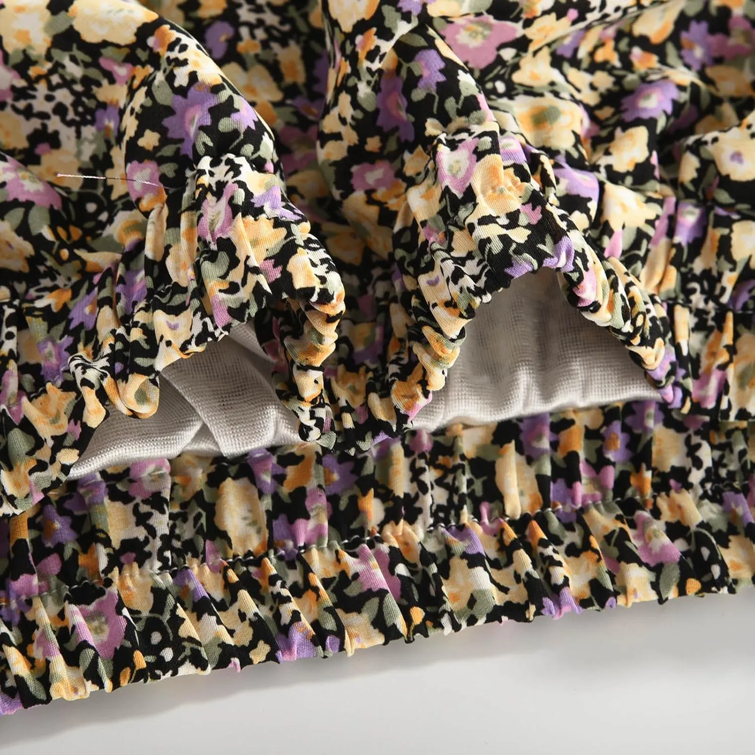Women's Boho Floral Print Maxi Skirt Flowy Summer Casual A-Line Skirts Elastic High Waist Pleated Long Skirt Pockets