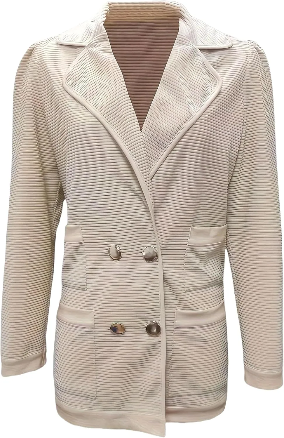 Womens Casual Long Sleeve Blazers Business Casual Jacket Textured Button Coat Lightweight Cardigans with Pockets