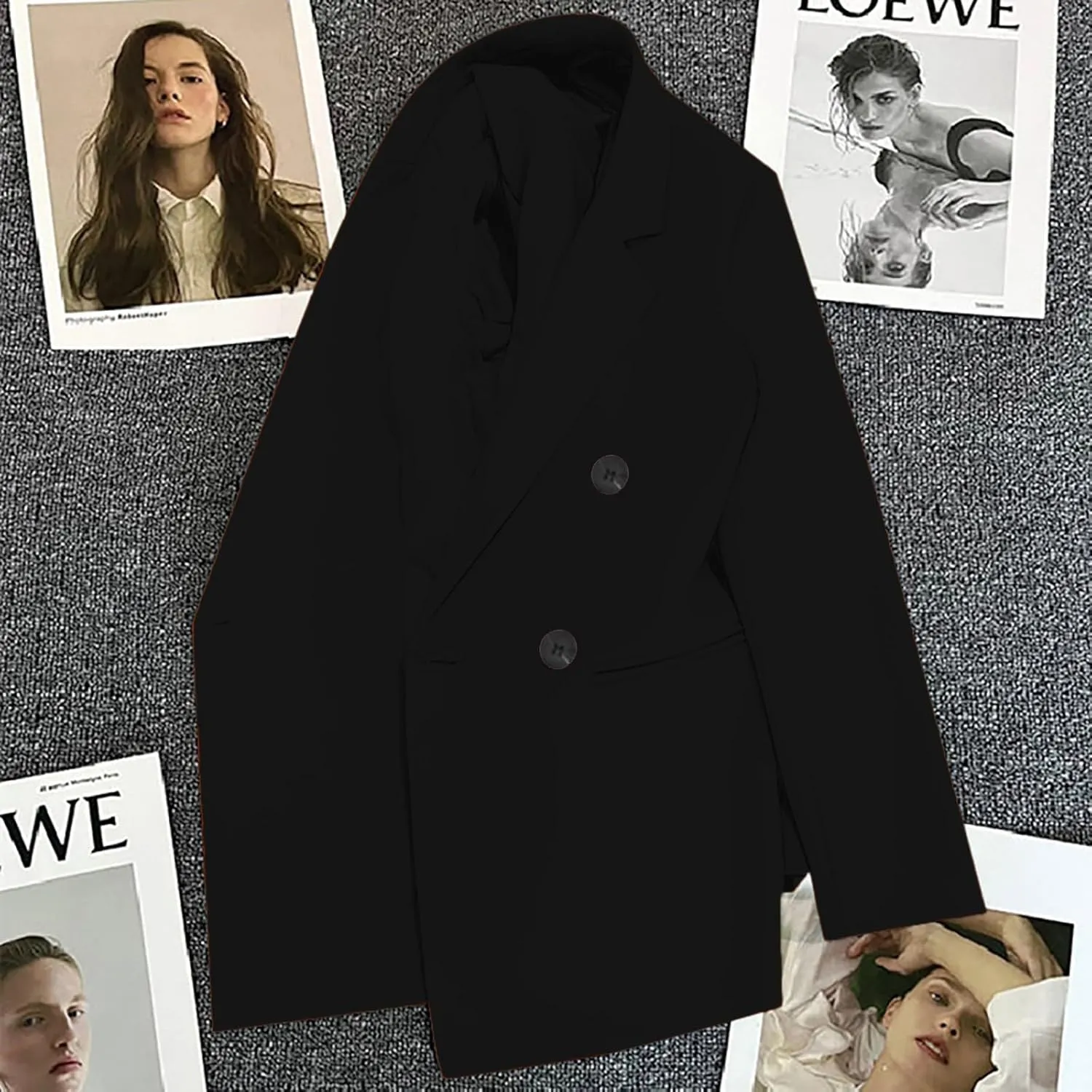 Womens Casual Long Sleeve Blazers Fall Trendy Lapel Button Jackets Casual Solid Color Open Front Work Office Jackets
