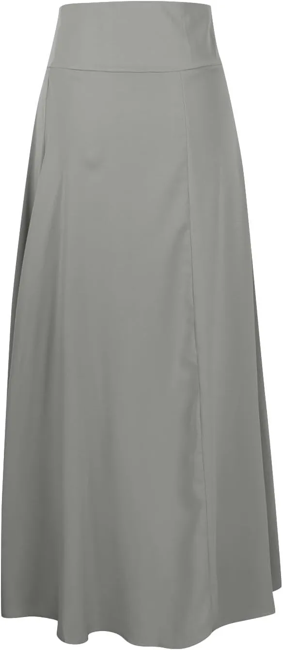 Womens Cross High-Low Maxi Skirt Summer Flowy Casual A-Line Skirts Elegant High Waist Draped Long Skirt with Pockets