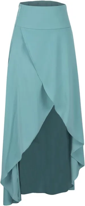 Womens Cross High-Low Maxi Skirt Summer Flowy Casual A-Line Skirts Elegant High Waist Draped Long Skirt with Pockets