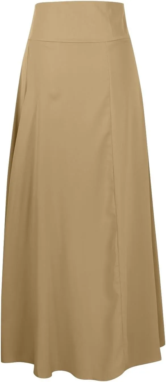 Womens Cross High-Low Maxi Skirt Summer Flowy Casual A-Line Skirts Elegant High Waist Draped Long Skirt with Pockets