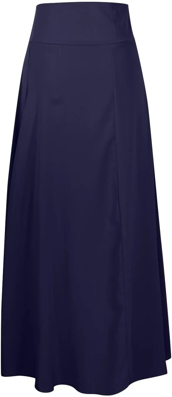 Womens Cross High-Low Maxi Skirt Summer Flowy Casual A-Line Skirts Elegant High Waist Draped Long Skirt with Pockets