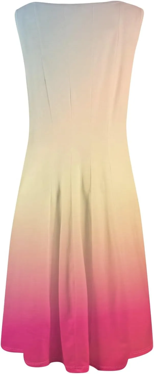 Womens Dresses Summer 2025 Empire Waist Sundresses Tank Dress Sleeveless Floral Dress Ruffle Dresses with Pockets