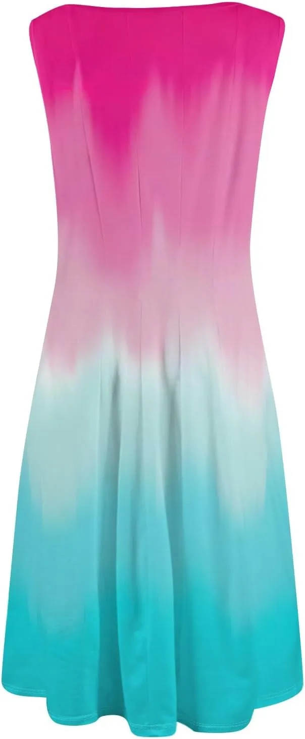 Women's Dresses Summer Tank Dress Cute Sundress Highwaisted Sleeveless Floral Dress Fashion Ruched Dresses with Pocket