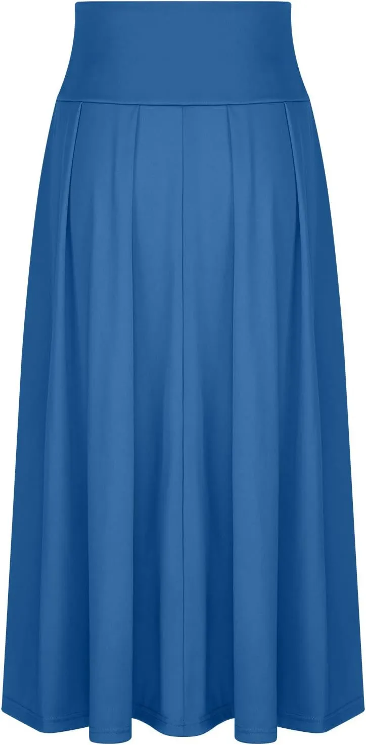 Women's Elegant High Waisted Skirt Tie Front Pleated Maxi Skirts Fashion Solid Color Flowy Swing Ankle Length Skirt