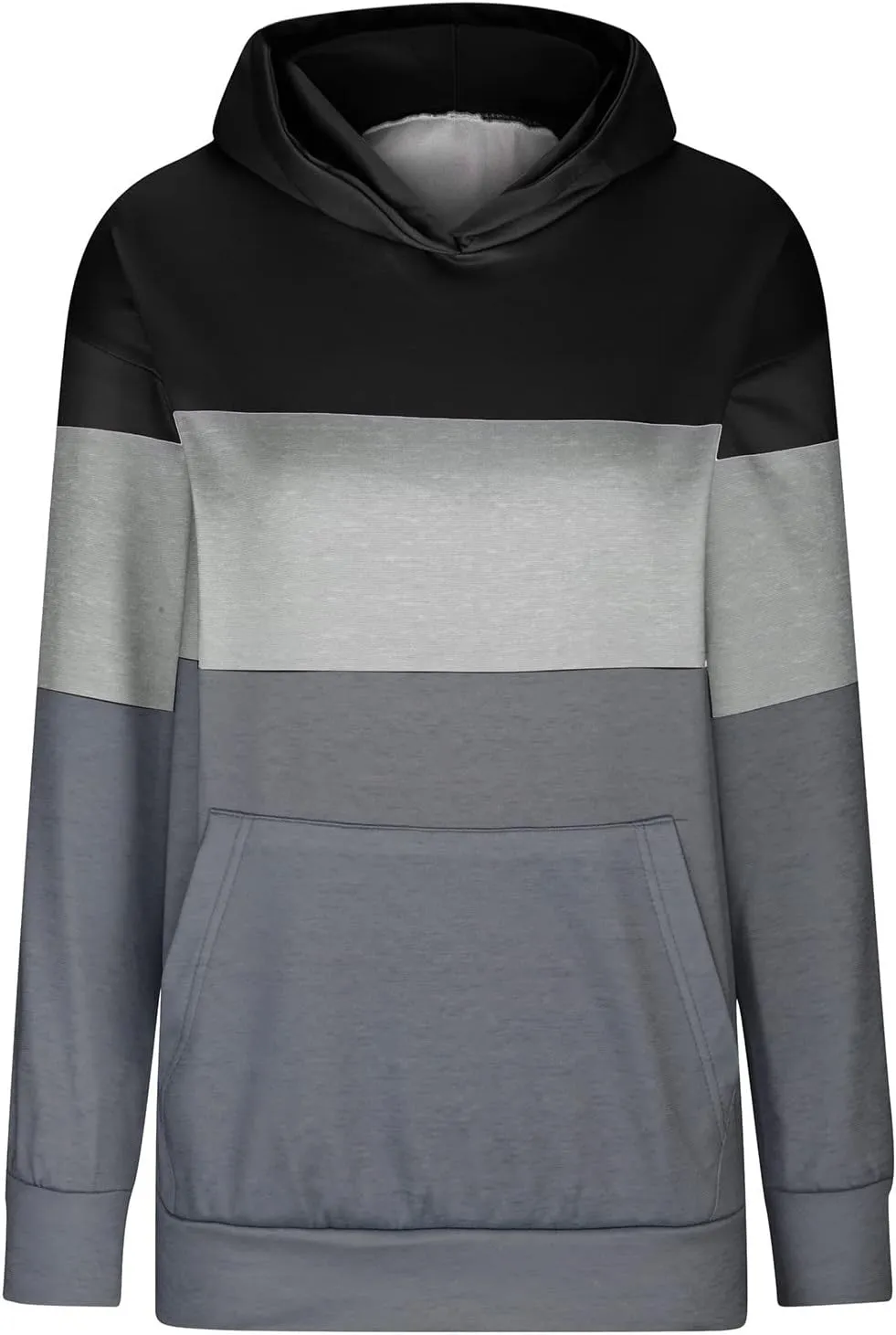 Womens Fall Thin Fleece Hoodie Stylish Colorblock Slouchy Hooded Sweatshirts Preppy Long Sleeve Sport Running Top