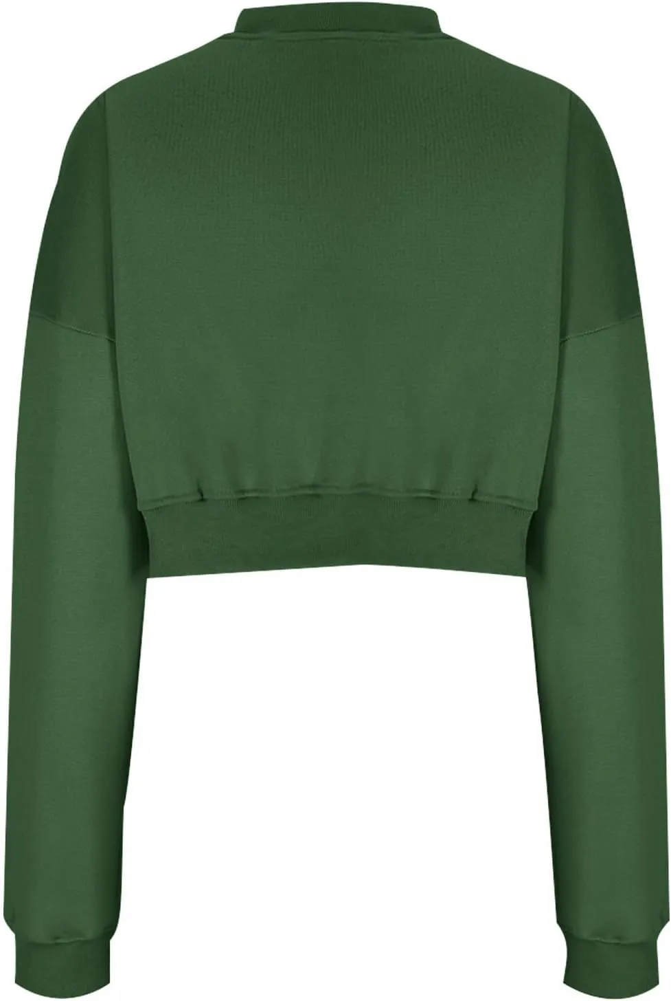Women's Fleece Lined Sweatshirt Drop Shoulder Slouchy Cropped Tops Long Sleeve Crew Neck Pullover Fall Preppy Clothes