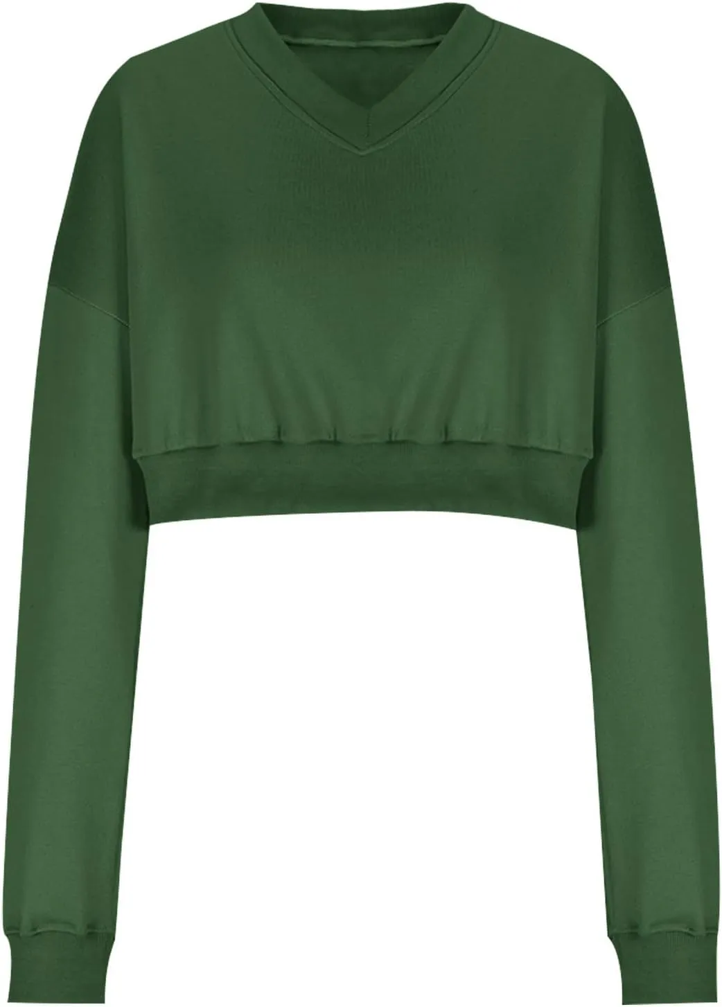 Women's Fleece Lined Sweatshirt Drop Shoulder Slouchy Cropped Tops Long Sleeve Crew Neck Pullover Fall Preppy Clothes