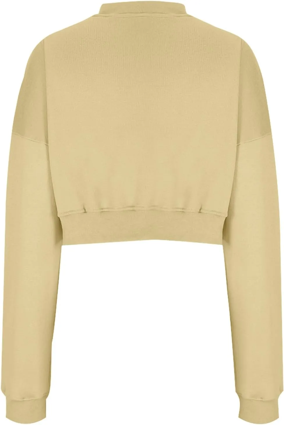 Women's Fleece Lined Sweatshirt Drop Shoulder Slouchy Cropped Tops Long Sleeve Crew Neck Pullover Fall Preppy Clothes