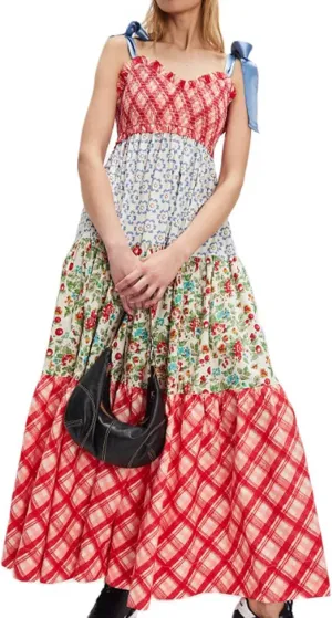 Women's Floral Maxi Dress Shoulder Tie Strap Backless Tiered A-Line Flowy Boho Dresses Cute Summer Long Sundress