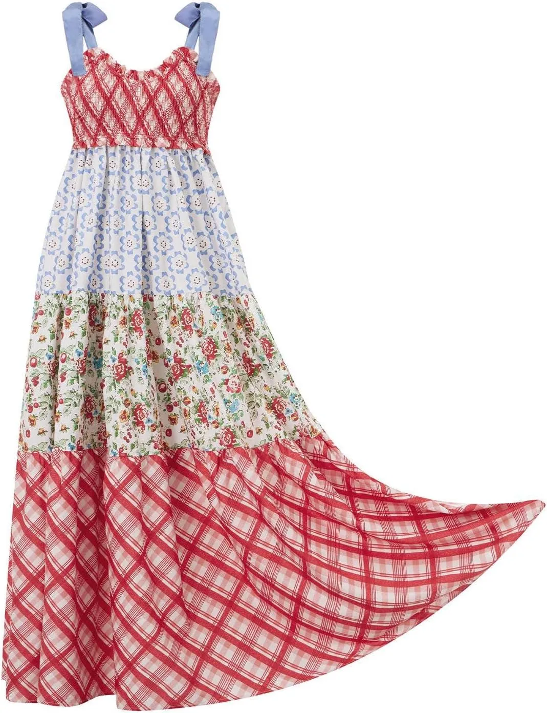 Women's Floral Maxi Dress Shoulder Tie Strap Backless Tiered A-Line Flowy Boho Dresses Cute Summer Long Sundress