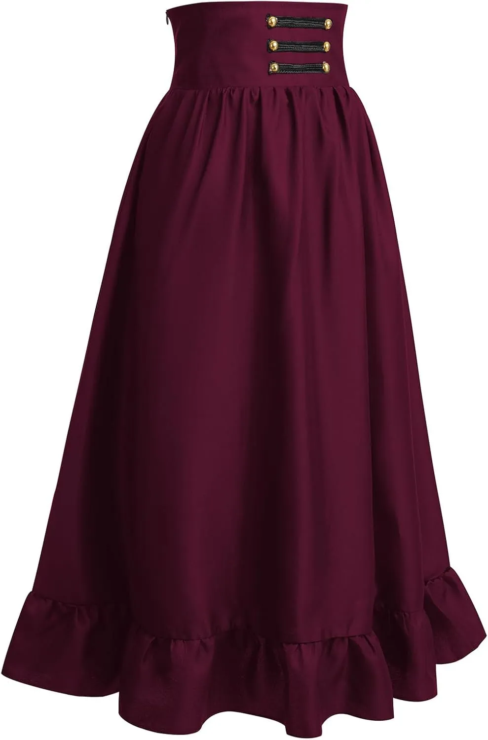 Women's Gothic Steampunk Victorian High-Low Bustle Skirt - Renaissance Ruffles Lace Pirate Gypsy Hippie Party