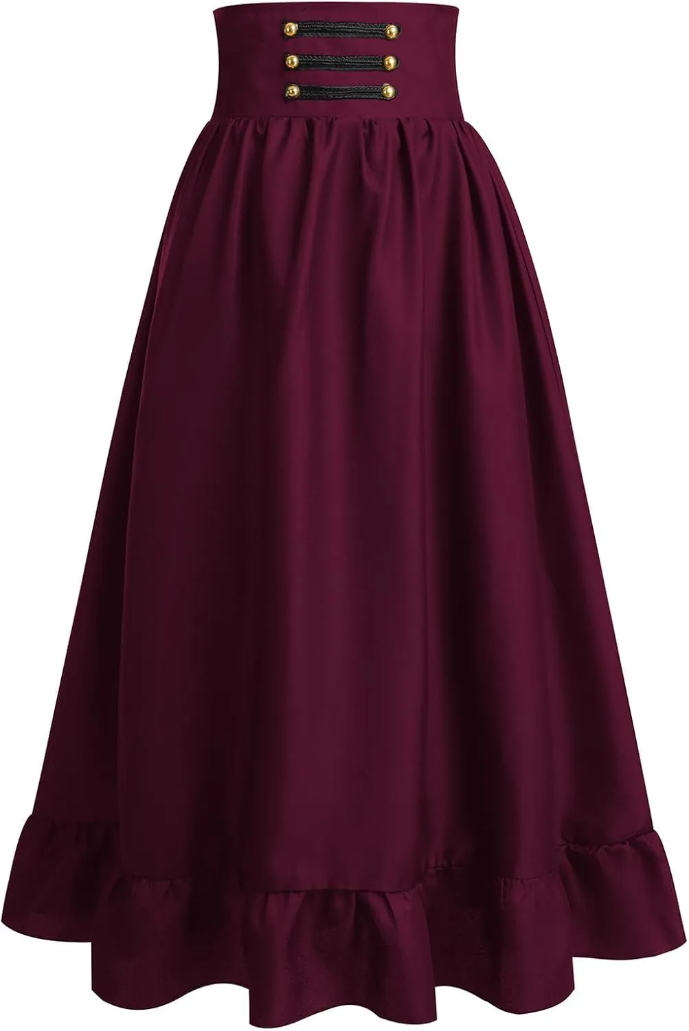 Women's Gothic Steampunk Victorian High-Low Bustle Skirt - Renaissance Ruffles Lace Pirate Gypsy Hippie Party
