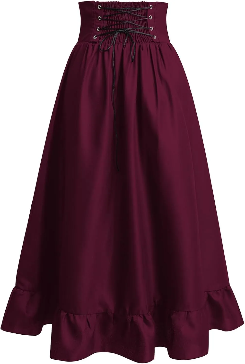 Women's Gothic Steampunk Victorian High-Low Bustle Skirt - Renaissance Ruffles Lace Pirate Gypsy Hippie Party