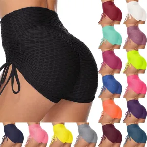Women's High-Waisted Workout Running Shorts,Tie Waist,Summer Casual Style