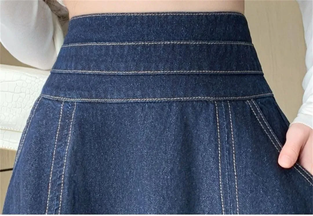 Women's Jeans A-Line High Waist Back Zipper Umbrella Denim Skirts