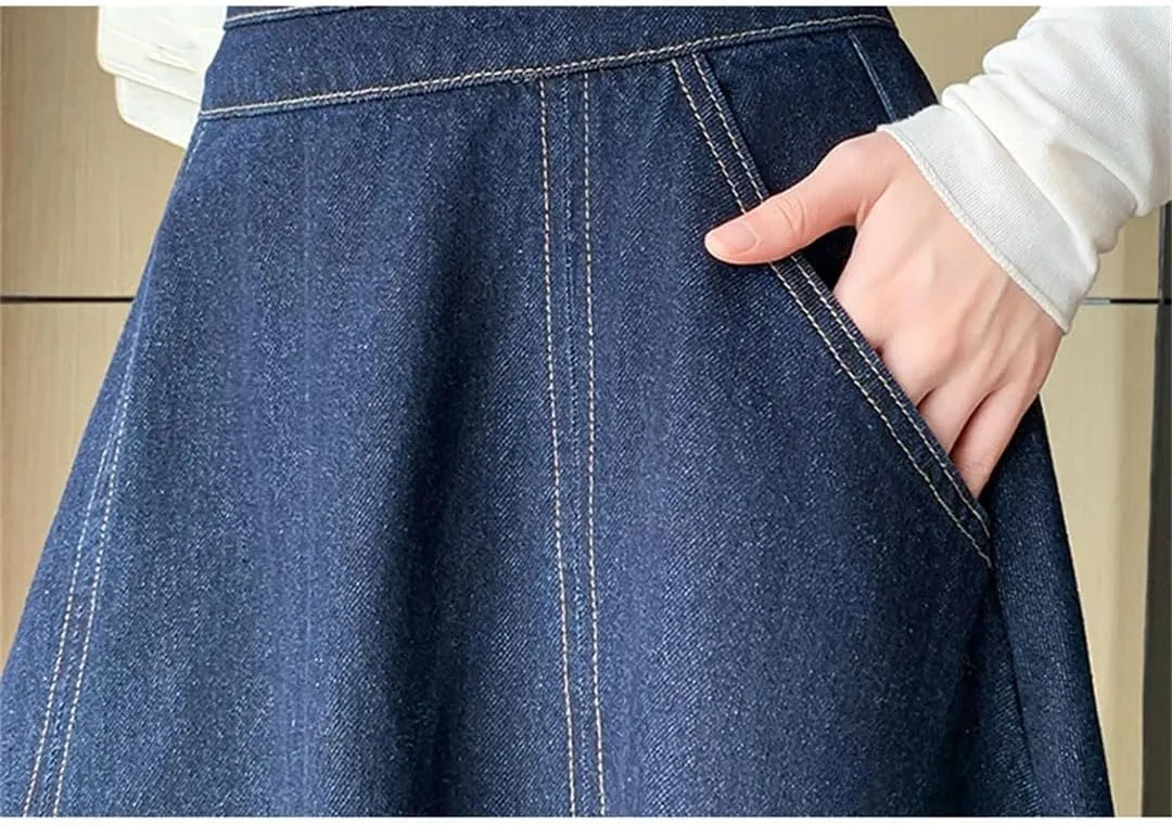 Women's Jeans A-Line High Waist Back Zipper Umbrella Denim Skirts