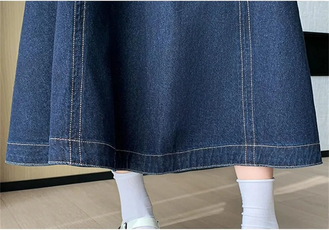 Women's Jeans A-Line High Waist Back Zipper Umbrella Denim Skirts
