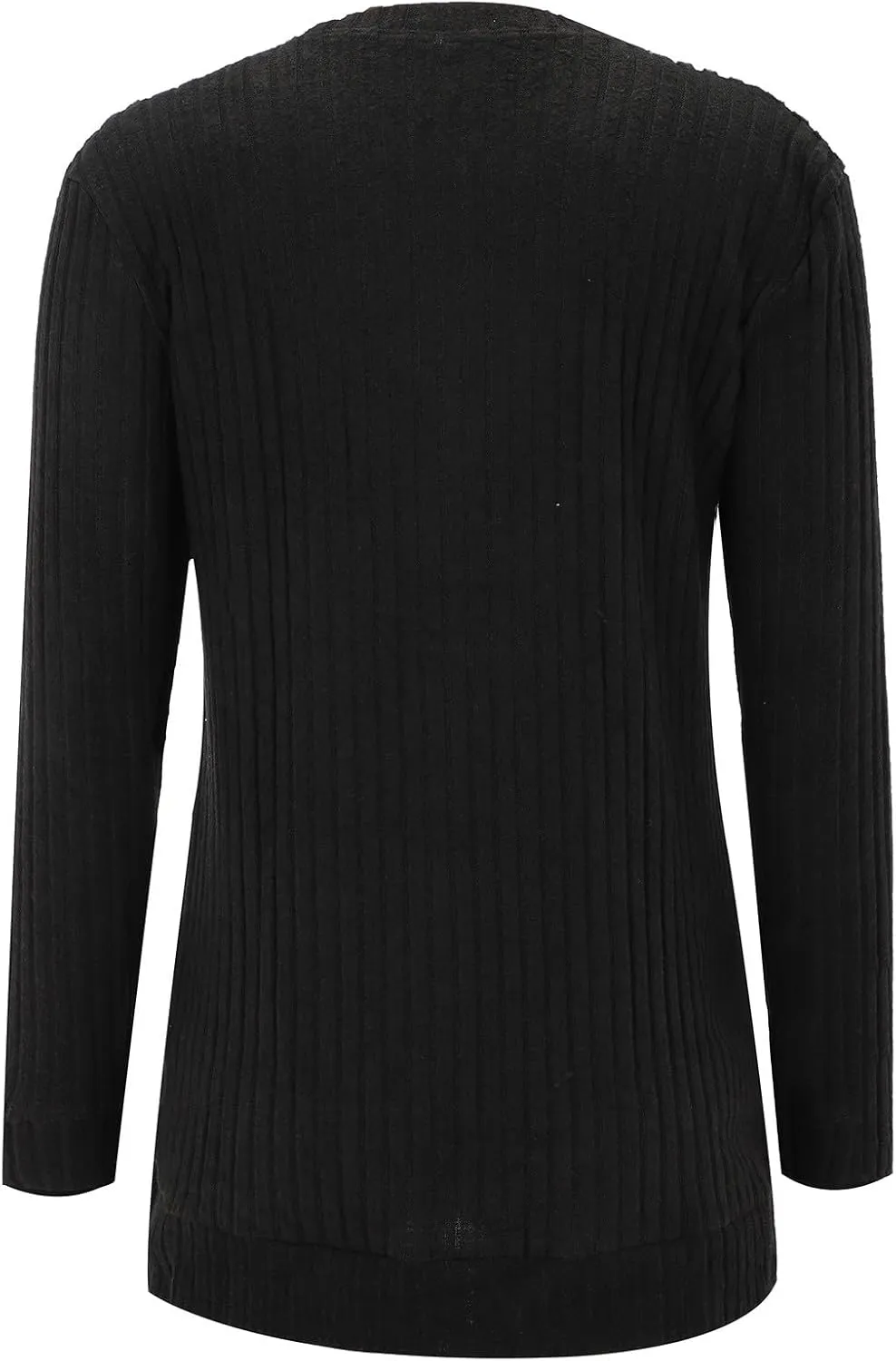 Womens Kint Sweaters Solid Color Round Neck Loose Side Split Long Sleeve Fall Pullover Sweaters Casual Slouchy Tops