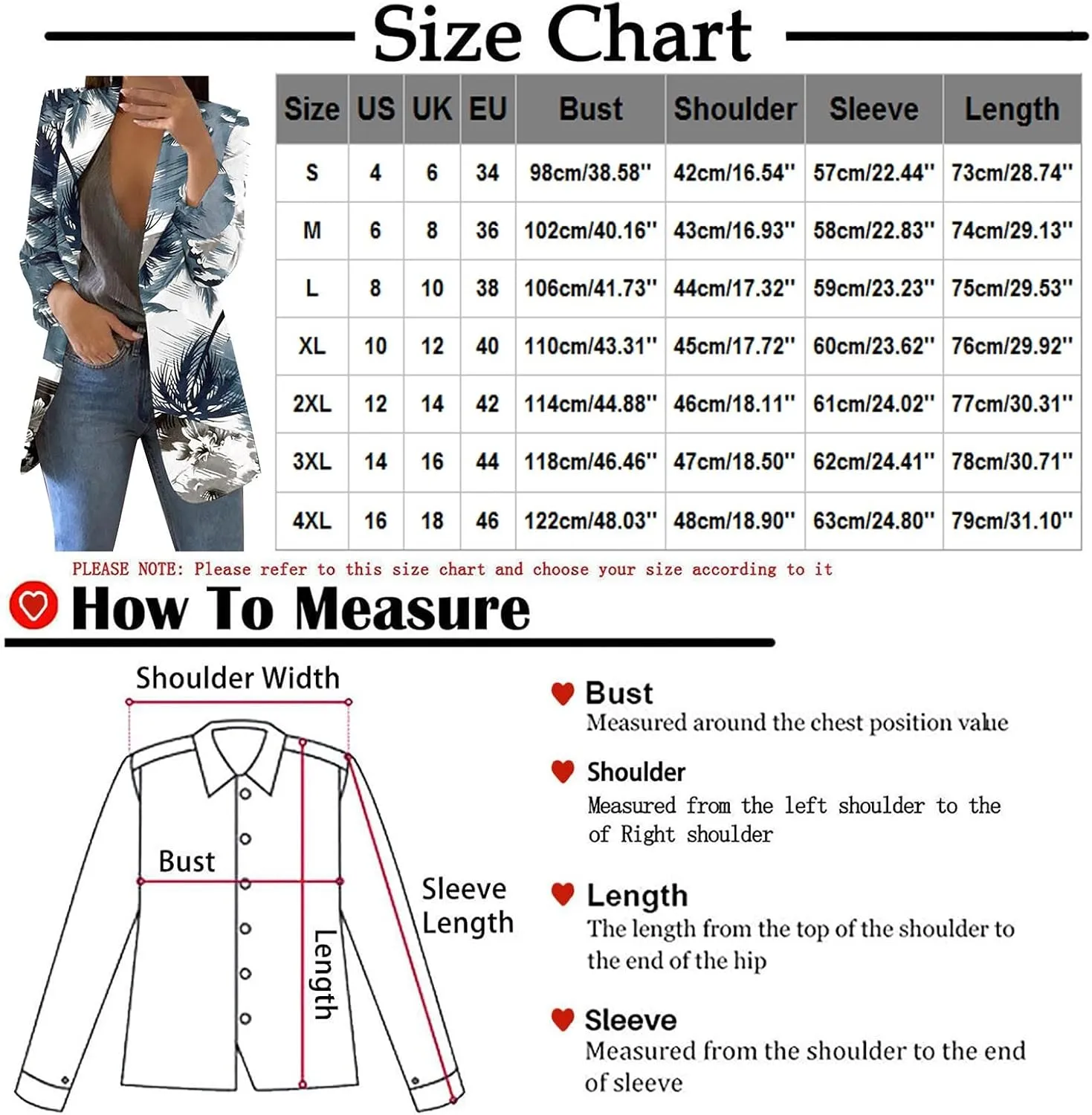 Womens Lapel Collar Button Blazer Open Front Floral Print Business Casual Suit Jackets