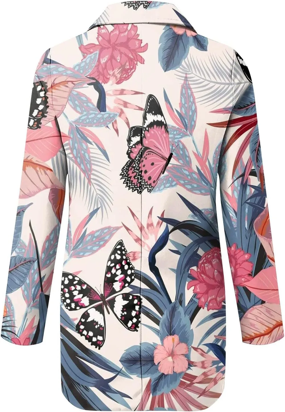 Womens Lapel Collar Button Blazer Open Front Floral Print Business Casual Suit Jackets