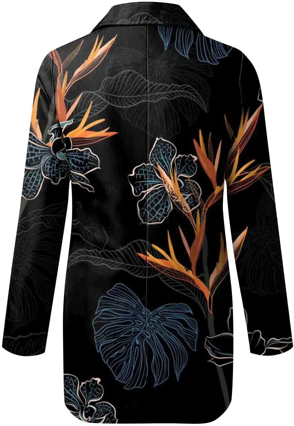 Womens Lapel Collar Button Blazer Open Front Floral Print Business Casual Suit Jackets
