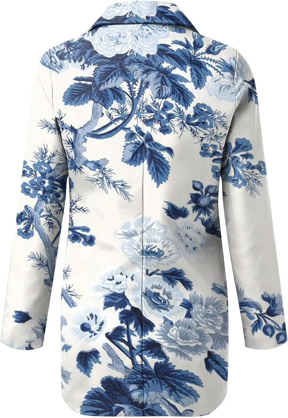 Womens Lapel Collar Button Blazer Open Front Floral Print Business Casual Suit Jackets