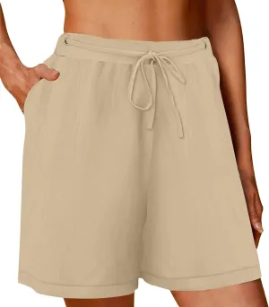 WomenS Linen Shorts Summer 2025 High Waisted Elastic Waist Dressy Casual Shorts Running Athletic Shorts