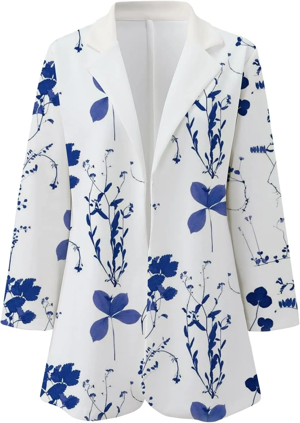 Women's Long Blazer Casual Printed Suit Sleeve Loose Comfortable Cardigan Coat Blazers for Work Casual