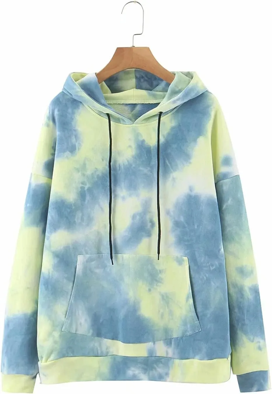 Women's Long Sleeve Printed Hoodie Drawstring Hoodies Tops Tie Dye Printed Pullover Sweatshirts with Pockets