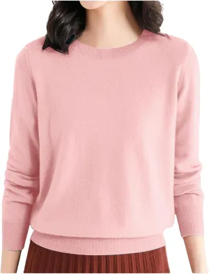 Women's Loose Pullover Sweaters 2024 Fall Winter Clothes Crew Neck Slouchy Long Sleeve Casual Knitted Tops