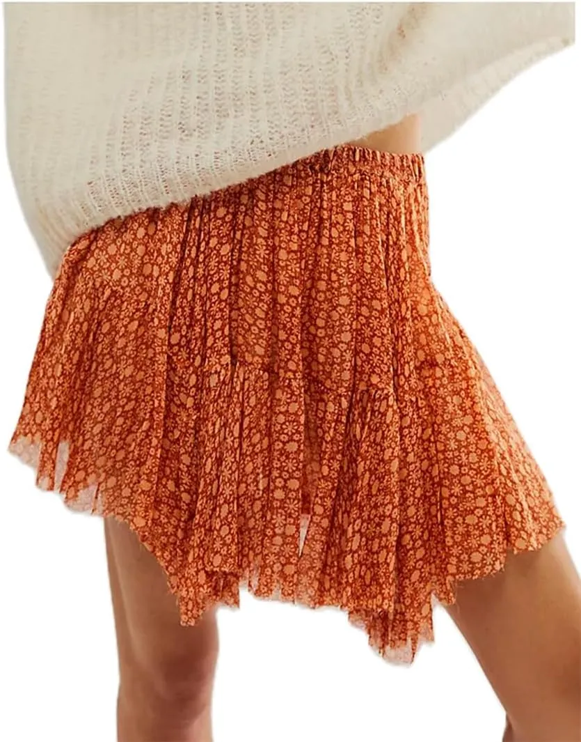 Womens Low Rise Lace Mini Skirt Y2k Pleated Ruffle Short Skirt Flowy Asymmetrical Underskirt Fairy Half Slip Skirts