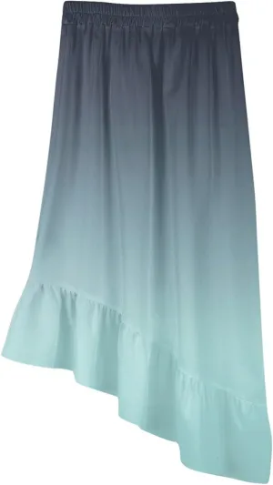 Women's Midi Skirt Casual Boho Floral Elastic Waist A Line Summer Slim Fit High Low Hem Skirts Beach Outfits Dress