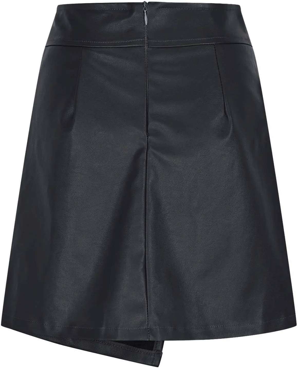 Women's Mini Skirt High Waist Button Asymmetrical Hem Bodycon Skirt with Pockets Solid Color Fashion Party Clothing