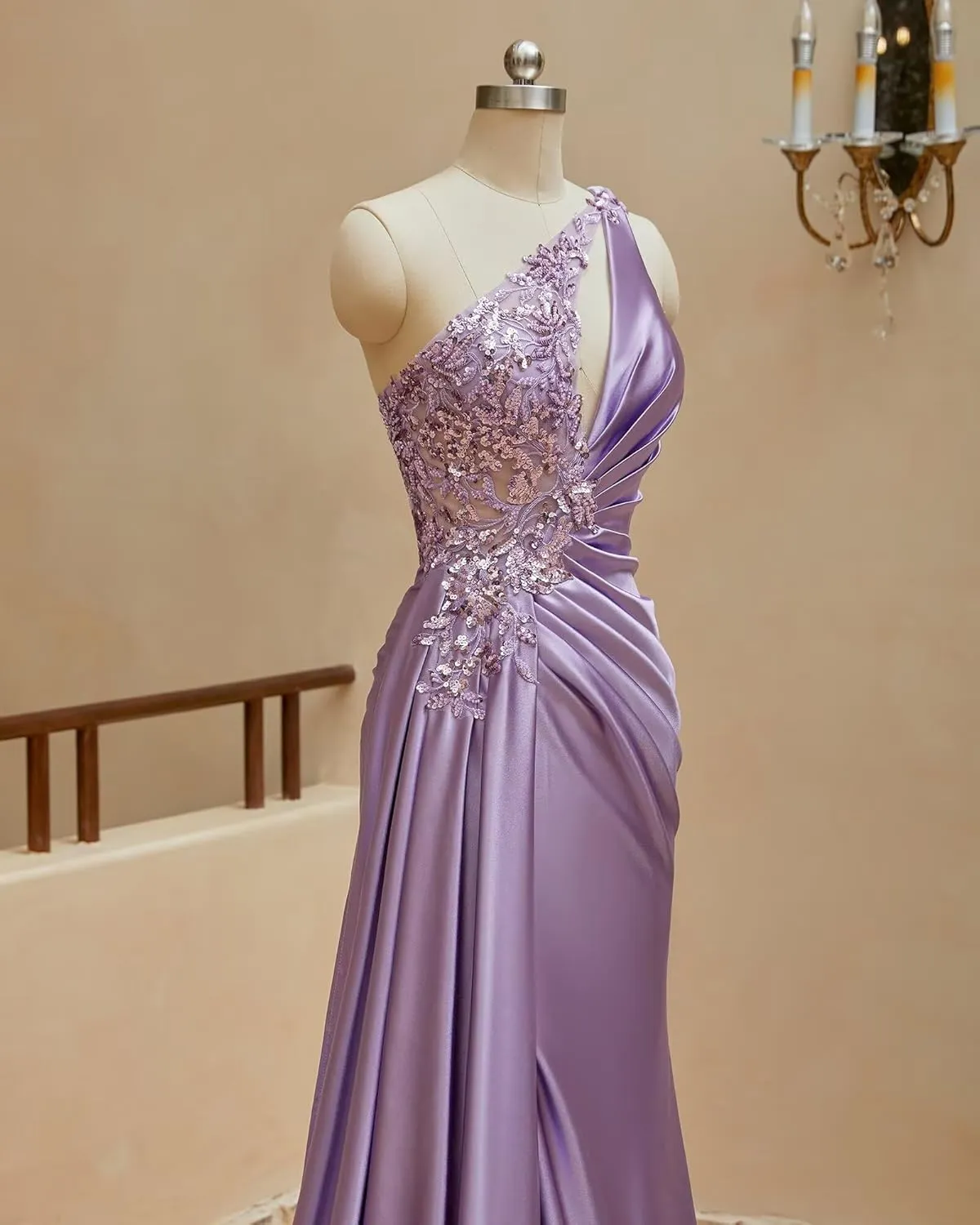 Womens One Shoulder Prom Dresses 2025 Elegant Mermaid Satin Ruched Formal Evening Dresses