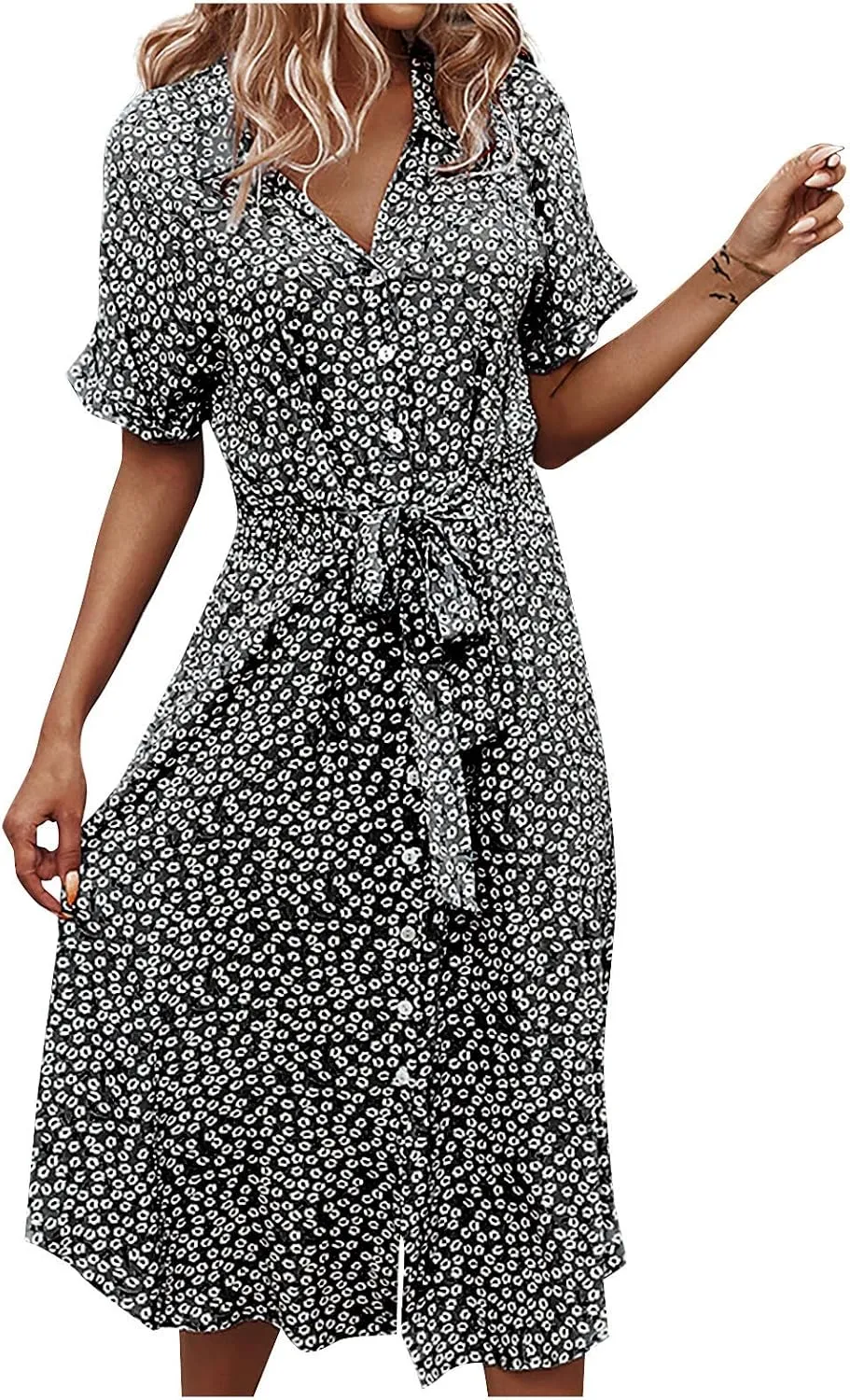 Women's Paisley Dress Short Sleeve Floral Maxi Long Dress Boho Flowy Casual Dresses