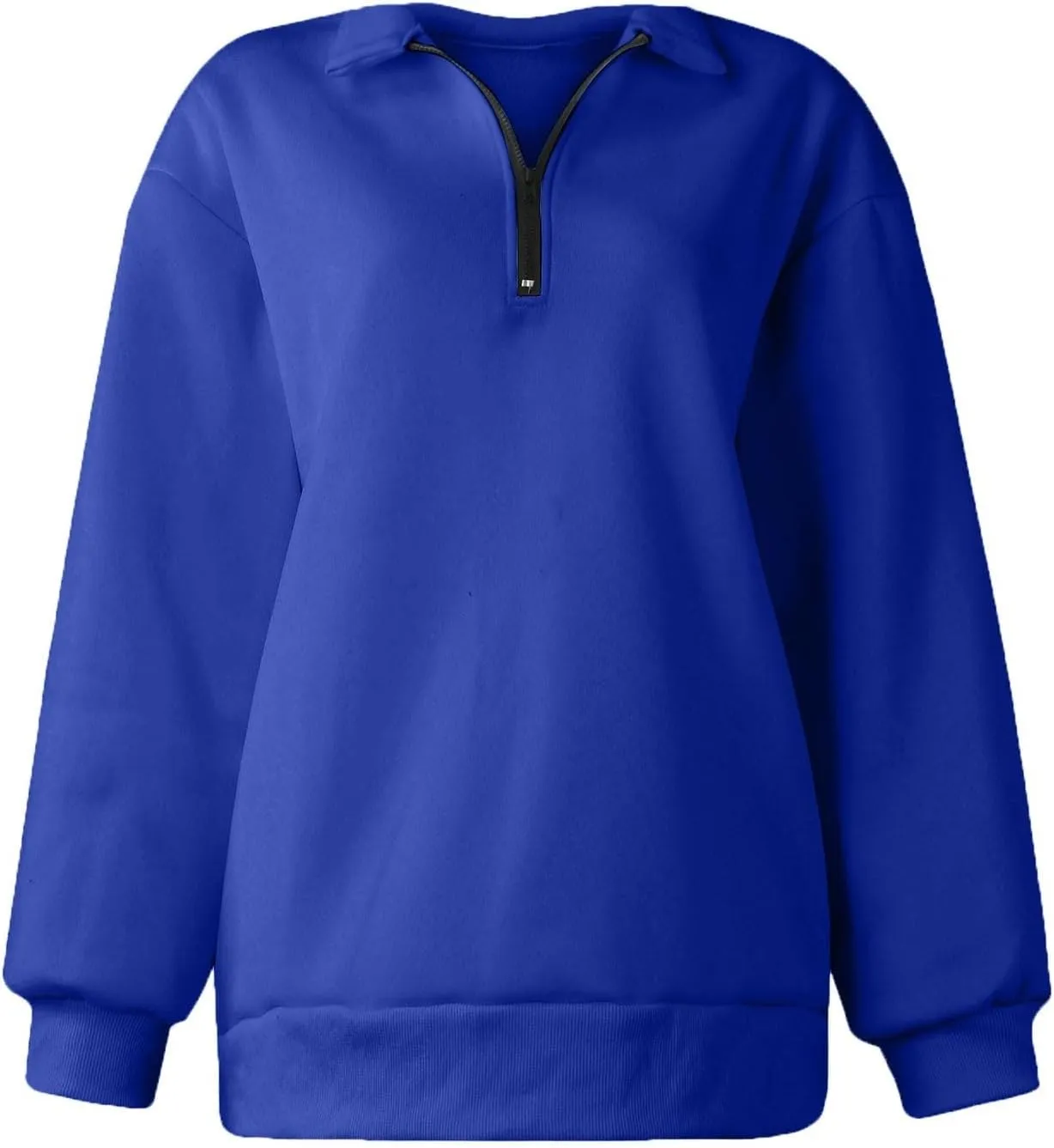 Womens Quarter Zip Pullover Loose Collared Oversized Sweatshirt Preppy Long Sleeve Fleece Hoodie Sweater for Teen Girl
