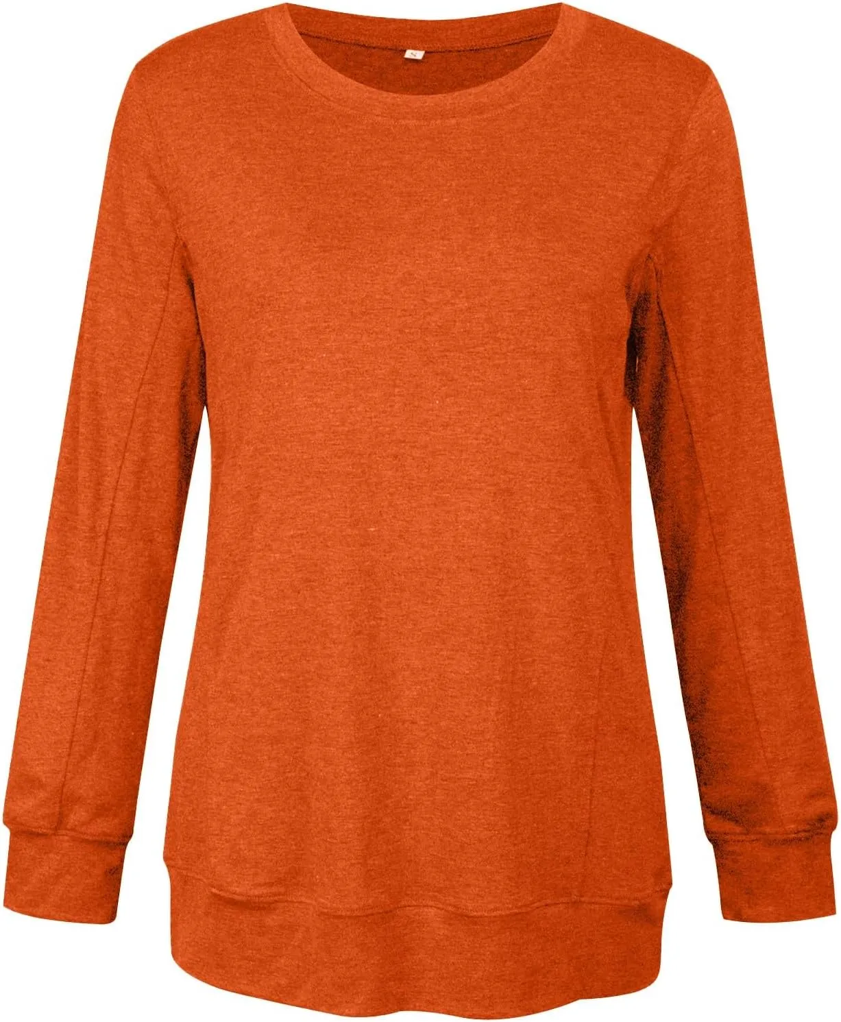 Women's Regular Fit Sweatshirts Fall Casual Loose Solid Color Long Sleeve Crewneck Tops Lightweight Workout Pullovers