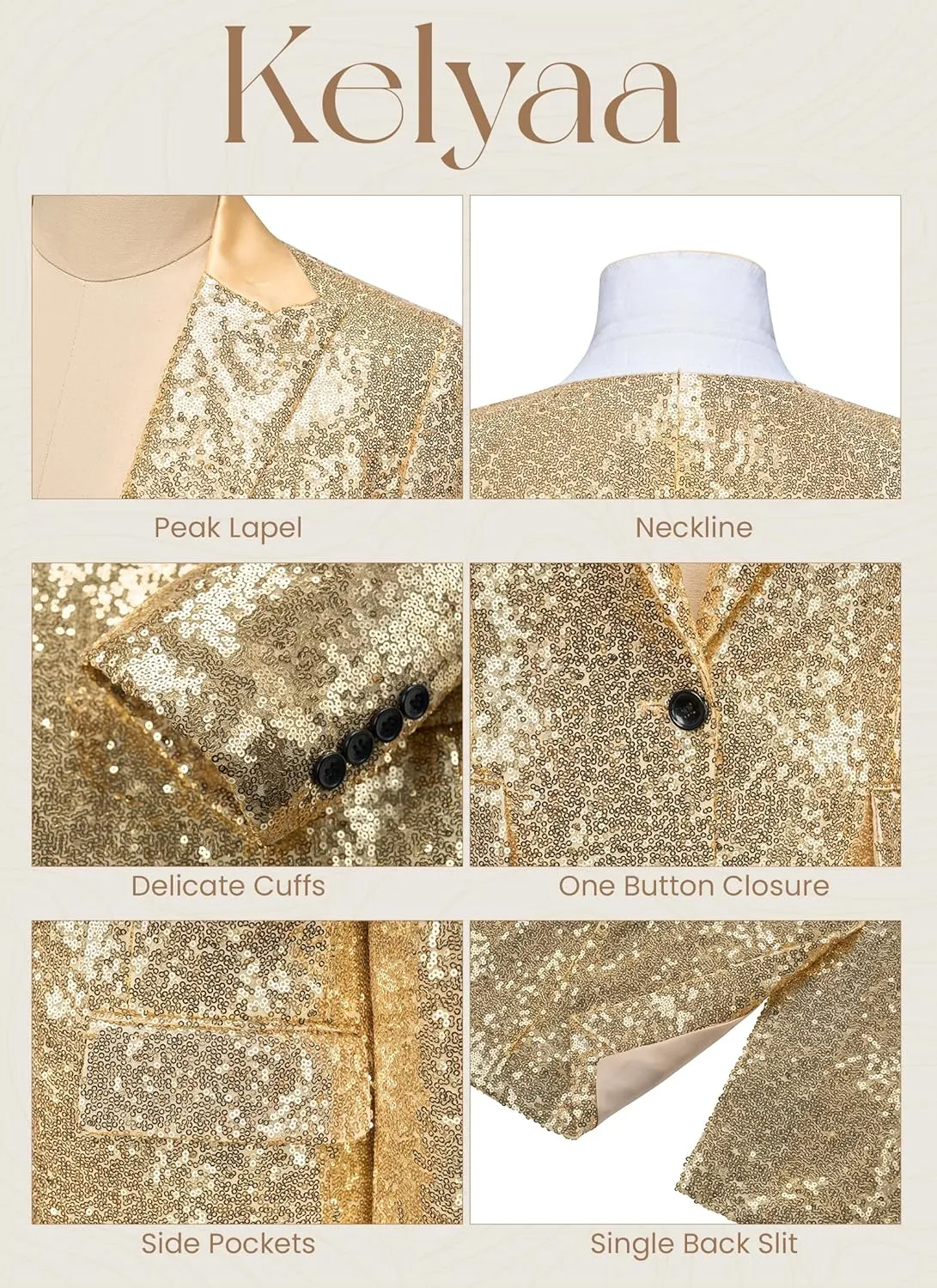 Women's Sequin Suit Jacket Open Front One Button Long Sleeve Blazers Party Sparkly Cardigan Coat with Pockets