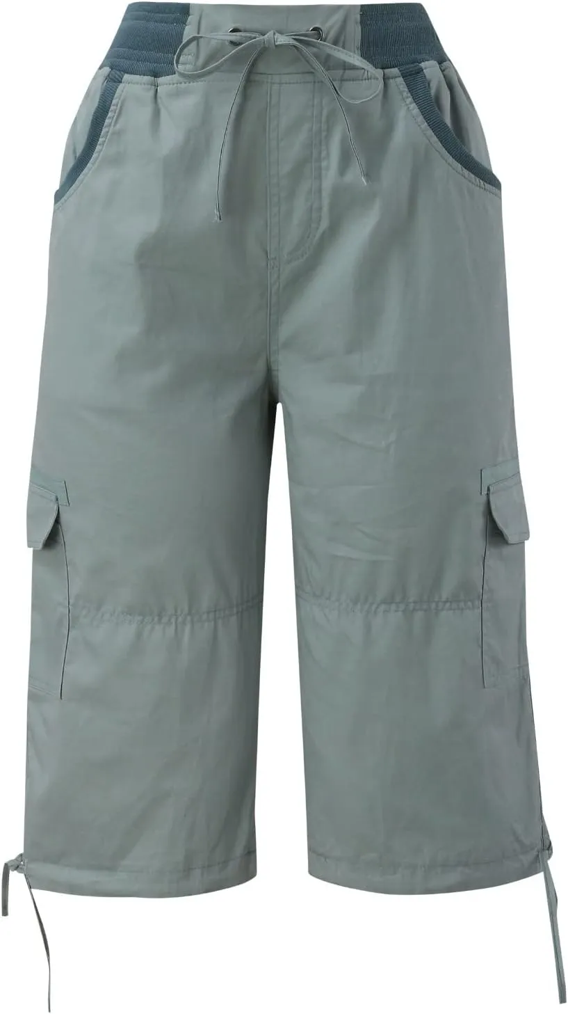 Womens Shorts Casual Cropped Pants Multiple Pockets Outdoor Hiking Quick Dry Athletic Shorts Overalls Thin Loose Cargo Shorts