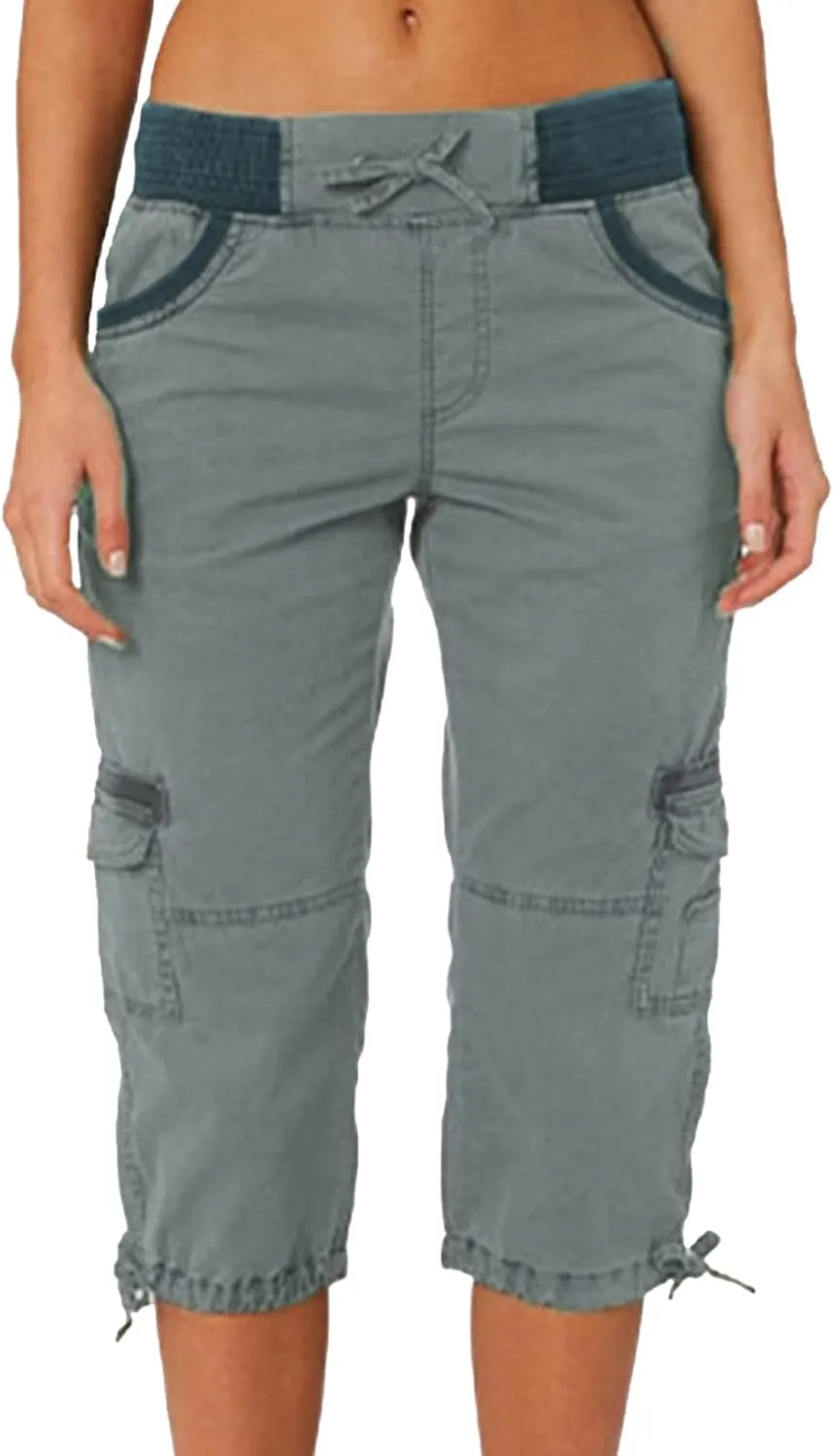 Womens Shorts Casual Cropped Pants Multiple Pockets Outdoor Hiking Quick Dry Athletic Shorts Overalls Thin Loose Cargo Shorts