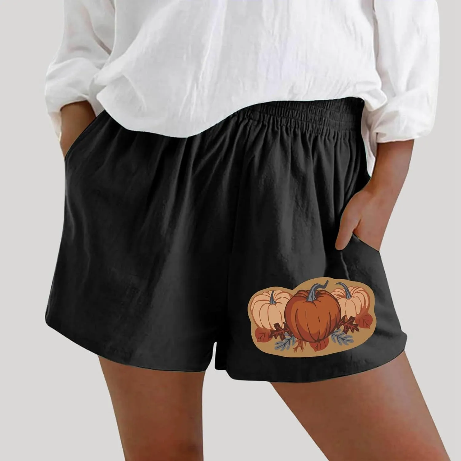 Women's Shorts Trendy Printed with Pockets Summer Casual Drawstring Shorts Beach Elastic Waist Vacation Wear