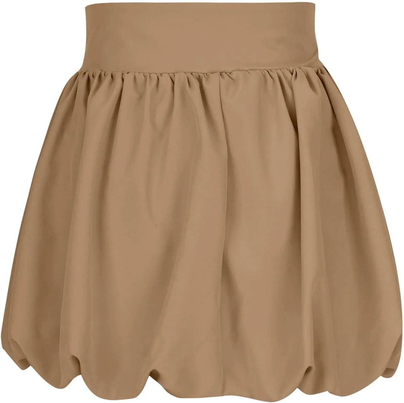 Women's Solid Color Mid Waisted Bubble Skirts, Summer Outdoor Workout Tennis Skirt Ruched Comfy Casual Bloomer