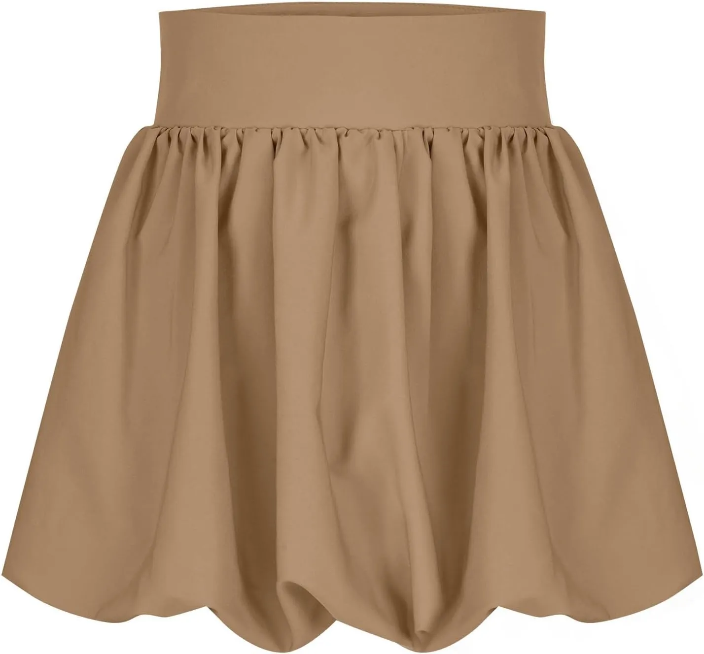 Women's Solid Color Mid Waisted Bubble Skirts, Summer Outdoor Workout Tennis Skirt Ruched Comfy Casual Bloomer