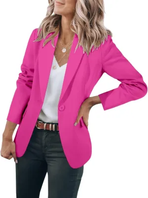 Womens Suit Jacket Business Casual Blazer Long Sleeve Lapel Open Front Button Work Blazer Jackets Trendy Clothes