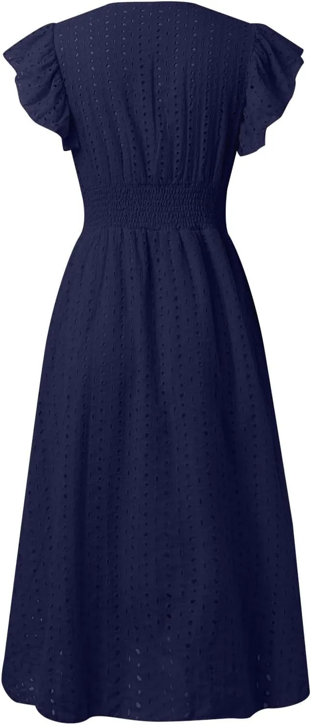 Womens Summer Dresses 2025 Sexy V Neck High Waist Beach Cover Ups Travel Vacation 2025 Summer Outfits Swing Flowy Skirt