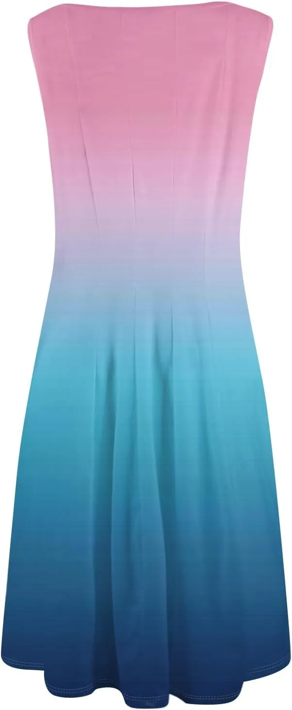 Women's Summer Dresses Cute Sundress Pleated Dress Tank Dress Sleeveless Fashion Wrap Dresses A Line with Pockets
