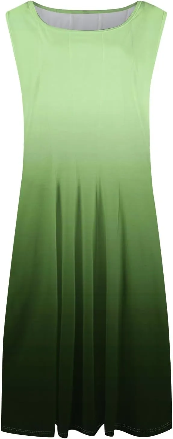 Women's Sundresses Tank Top Dresses Summer Midi Dress Ruched Floral Dress Sleeveless Bohemian A Line Dresses with Pocket
